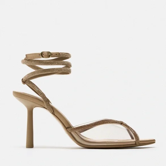 LACE UP RHINESTONE VINYL SANDALS - Picture 5 of 7